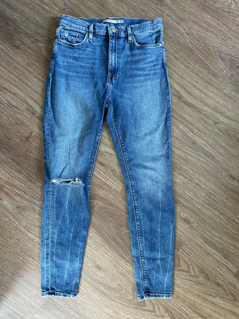 Hudson Barbara Skinny Jeans Distressed Knee